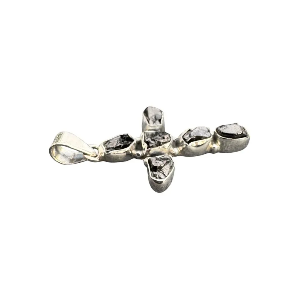Cross Shungite Solid 925 Sterling Silver Pendant - Picture 3 of 5